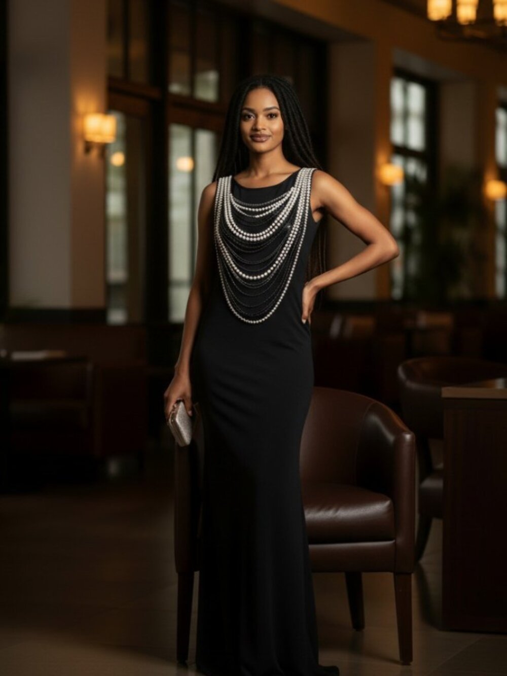 Body Central Black Sleeveless Sequin Chain Dress – Women’s M – Formal Evening
